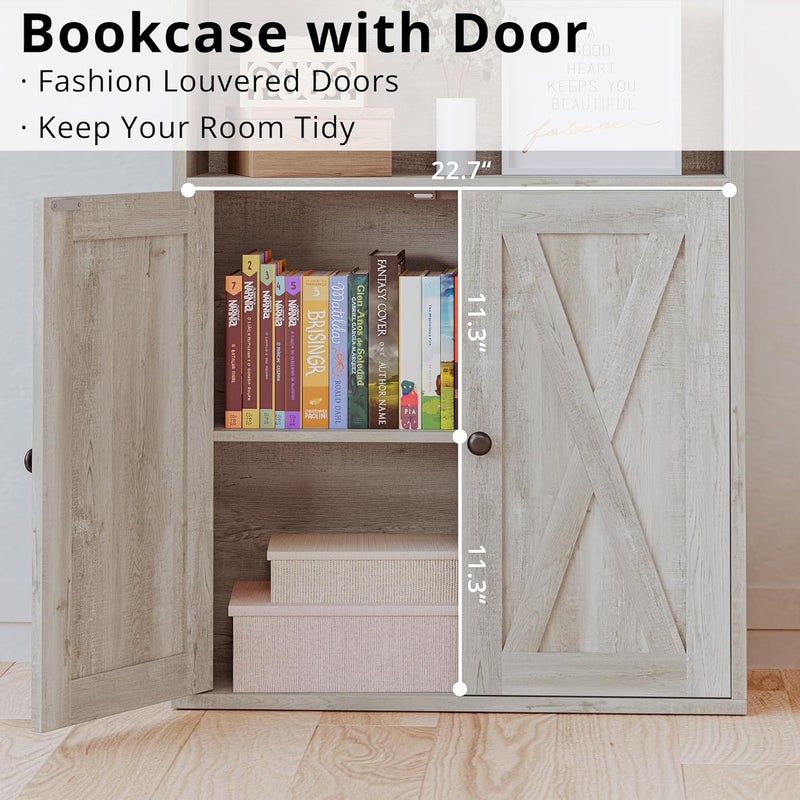 IRONCK Industrial Bookshelves and Bookcases with Doors Floor Standing 6 Shelf Display Storage Shelves 70 in Tall Bookcase for Home Office, Living Room - Image 4